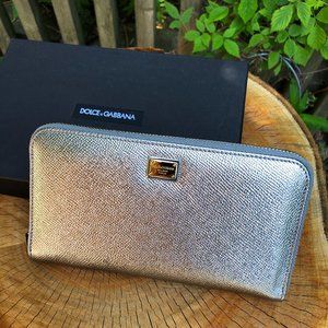 Dolce & Gabbana Zip Around Silver Wallet